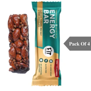 Fit Nutrition Premium Energy Bar | Almonds(73%), Sea Salt & Dark Chocolate | Pack of 4 | No Added Sugar | Protein & Fiber rich