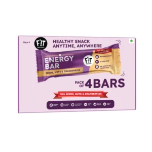 Fit Nutrition Premium Energy Bar | Seeds, Nuts & Cranberries(70%) | Pack of 4 | No Added Sugar | Protein & Fiber rich