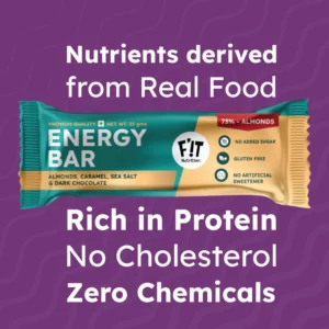 Fit Nutrition Premium Energy Bar | Almonds(73%), Sea Salt & Dark Chocolate | Pack of 4 | No Added Sugar | Protein & Fiber rich