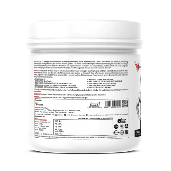 Transformium Nutrition Pride Pre Ultra (Ultra Strong Pre-Workout)