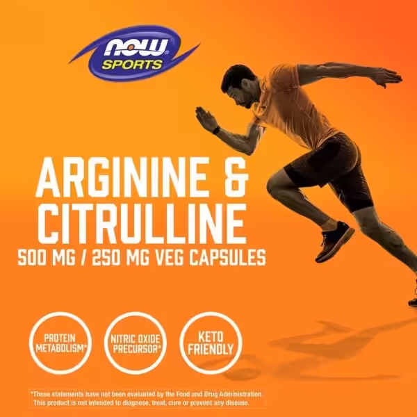 NOW Sports, Arginine & Citrulline, 120 Veg Capsules - product image