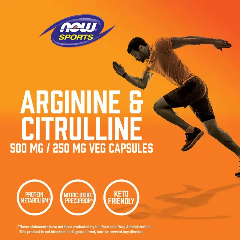 NOW Sports, Arginine & Citrulline, 120 Veg Capsules - Image 3