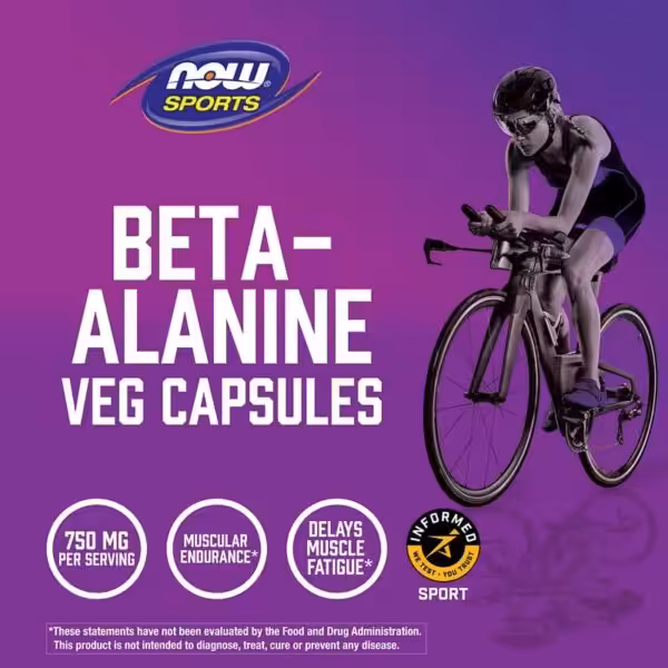 NOW Sports, Beta-Alanine, Endurance, 750 mg, 120 Veg Capsules - product image