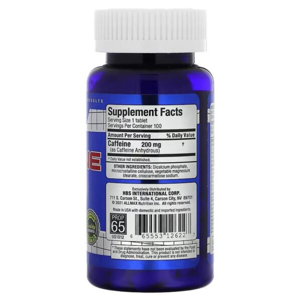 ALLMAX, Caffeine , 200 mg, 100 Tablets