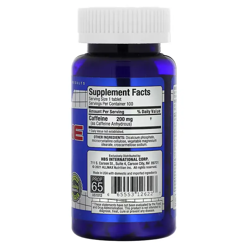 ALLMAX, Caffeine , 200 mg, 100 Tablets - Image 2