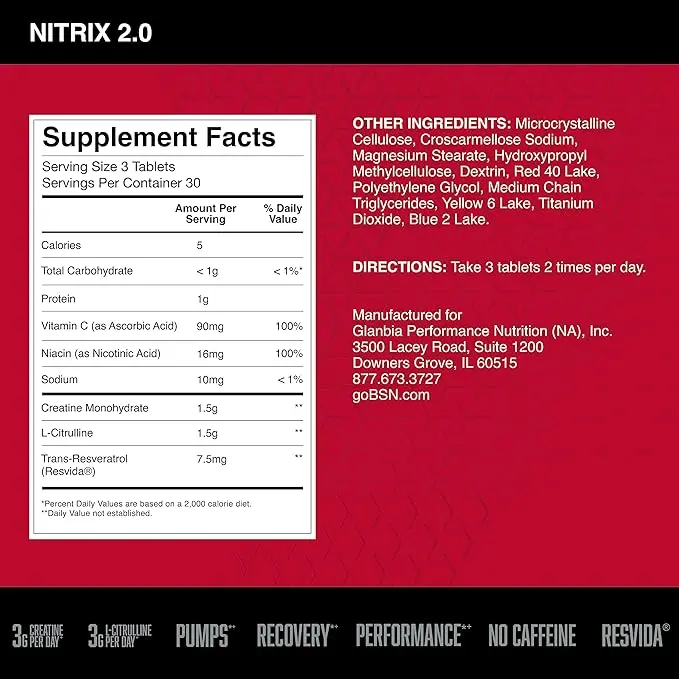 BSN Nitrix Concentrate, 90 Tablets - Image 2