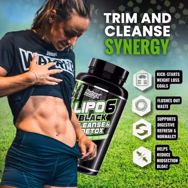 Nutrex Lipo-6 Black Cleanse & Detox: Trim and Cleanse Synergy. Kick-starts weight loss, flushes waste, and reduces bloat