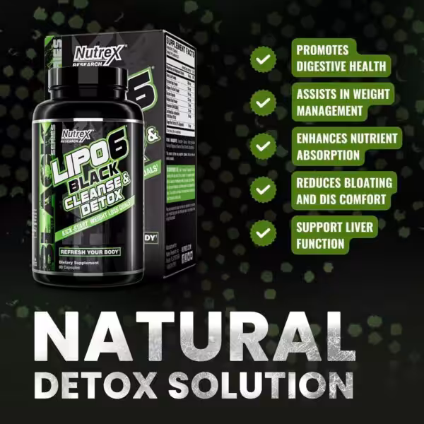 Nutrex Lipo6 Black Cleanse & Detox natural detox solution for digestive health, weight management, and liver support