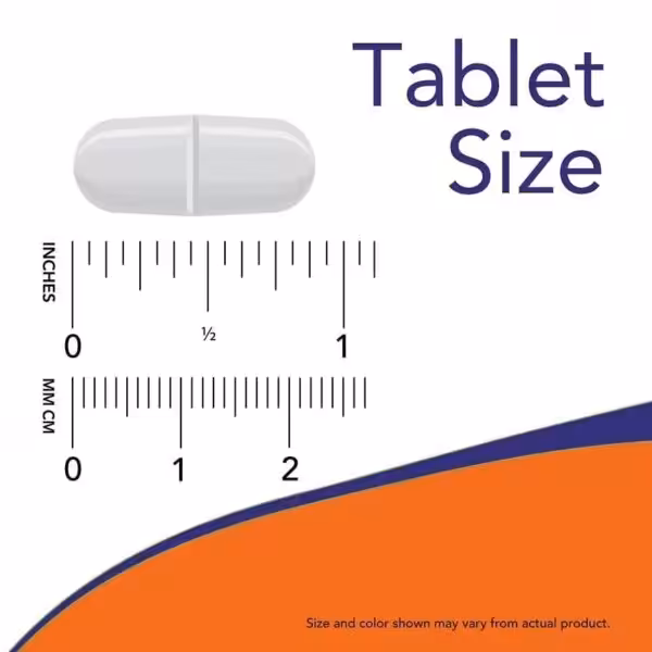 White oblong tablet measuring approximately 3/4 inch or 19 mm long
