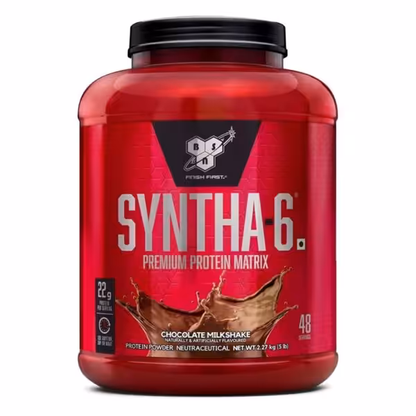 BSN Syntha-6 Premium Protein Matrix, Chocolate Milkshake, 5 lbs, 48 servings, 22g protein per serving