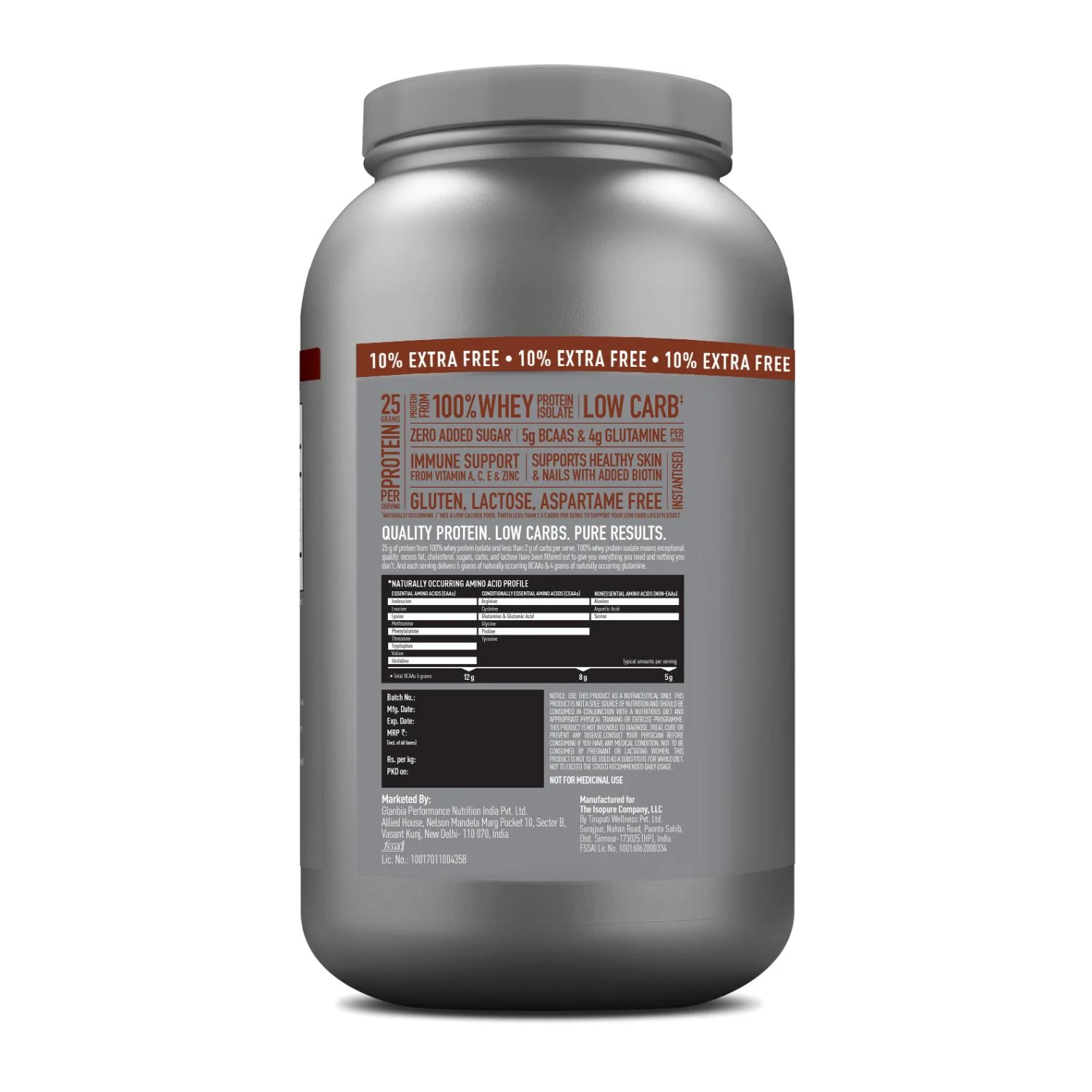 Isopure 100% Whey Protein Isolate Powder - 2.42 lbs(1.1 kg) - Image 2