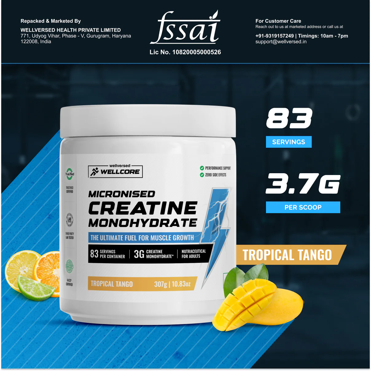 Wellcore - Pure Micronised Creatine Monohydrate (307g, 83Servings) - Flavoured - Image 6