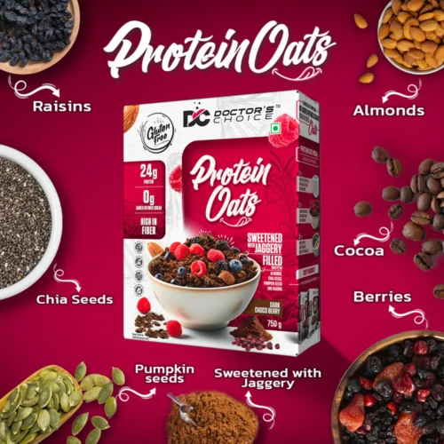 Doctor's Choice Protein Oats 750gm Dark Choco Berry - Image 3