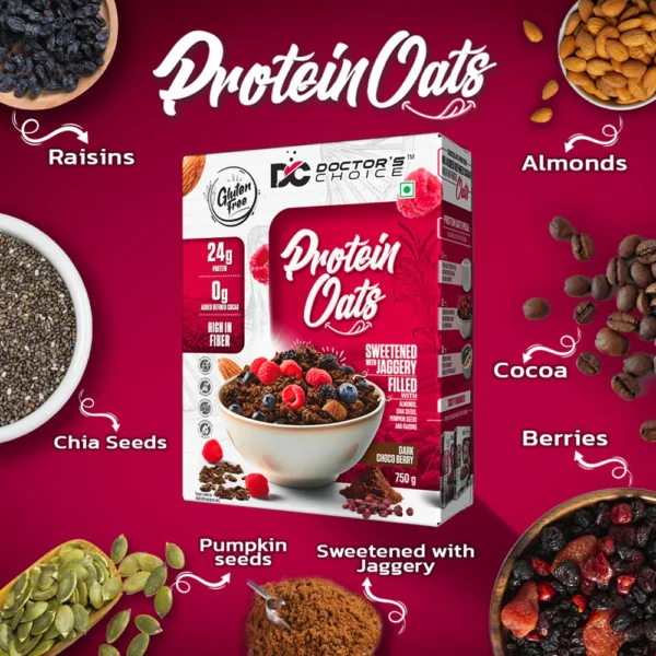 Doctor's Choice Protein Oats 750gm Dark Choco Berry