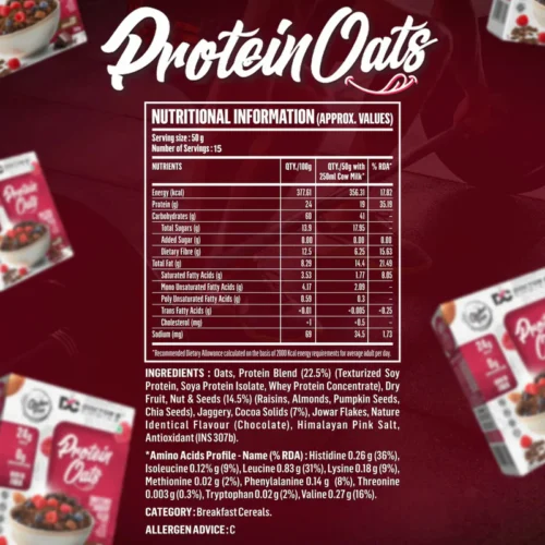 Doctor's Choice Protein Oats 750gm Dark Choco Berry - Image 2
