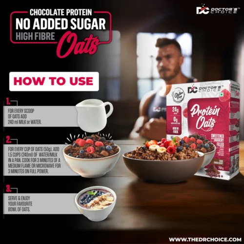 Doctor's Choice Protein Oats 750gm Dark Choco Berry - Image 9