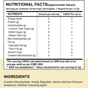 Wellcore - Pure Micronised Creatine Monohydrate (307g, 83Servings) - Flavoured