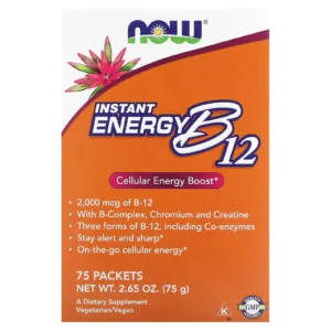 NOW Foods, Instant Energy Drink B12, 2,000 mcg, 75 Packets, 0.035 oz (1 g) Each