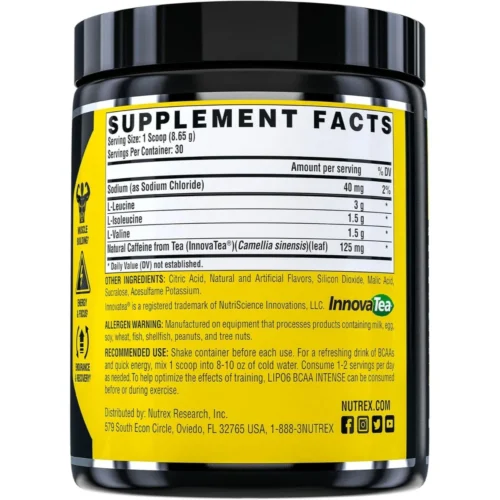 Nutrex Research Lipo 6 BCAA Intense Amino + Energy, 30 servings - Image 2