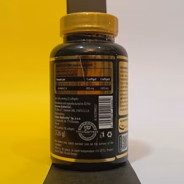 Anabolic CLA 1000 supplement label: 1000mg CLA per softgel, 90 softgels per container