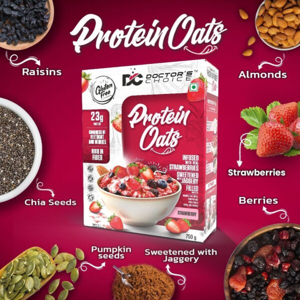 Doctor's Choice Protein Oats 750gm Strawberry