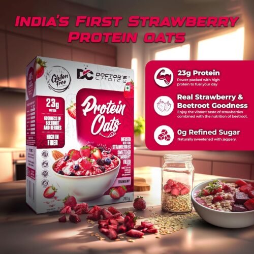 Doctor's Choice Protein Oats 750gm Strawberry - Image 6