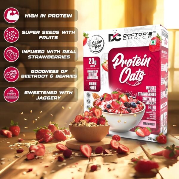 Doctor's Choice Protein Oats 750gm Strawberry