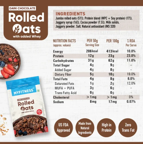 Myfitness High-Protein Chocolate Oats 375g - Image 2