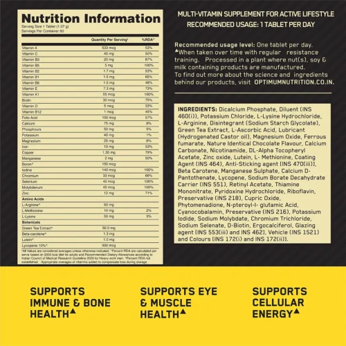 Optimum Nutrition (ON) Multivitamin for Men 60 Tablets - Image 2