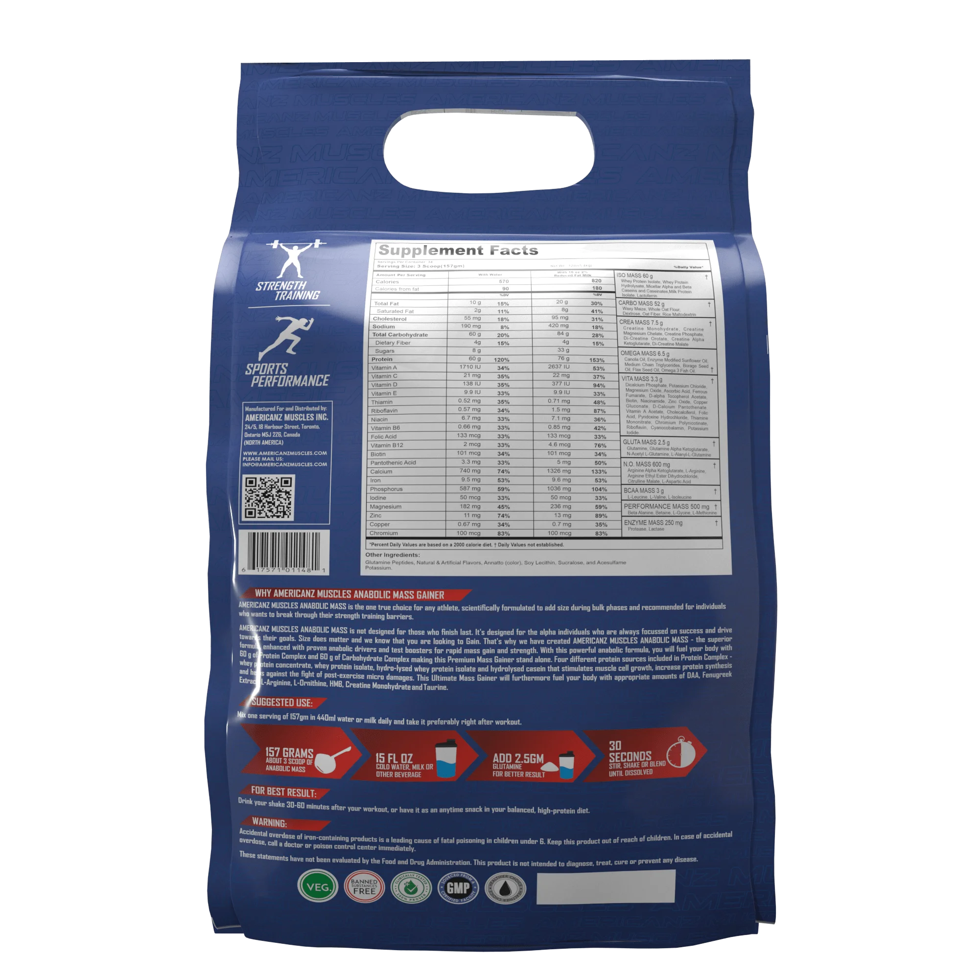 Americanz Muscles Anabolic Mass Gainer - Image 2