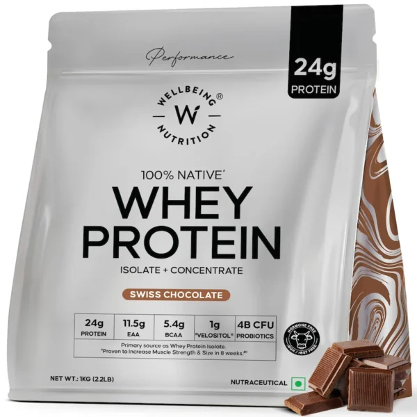 Wellbeing Nutrition Whey Protein Swiss Chocolate (Isolate + Concentrate)