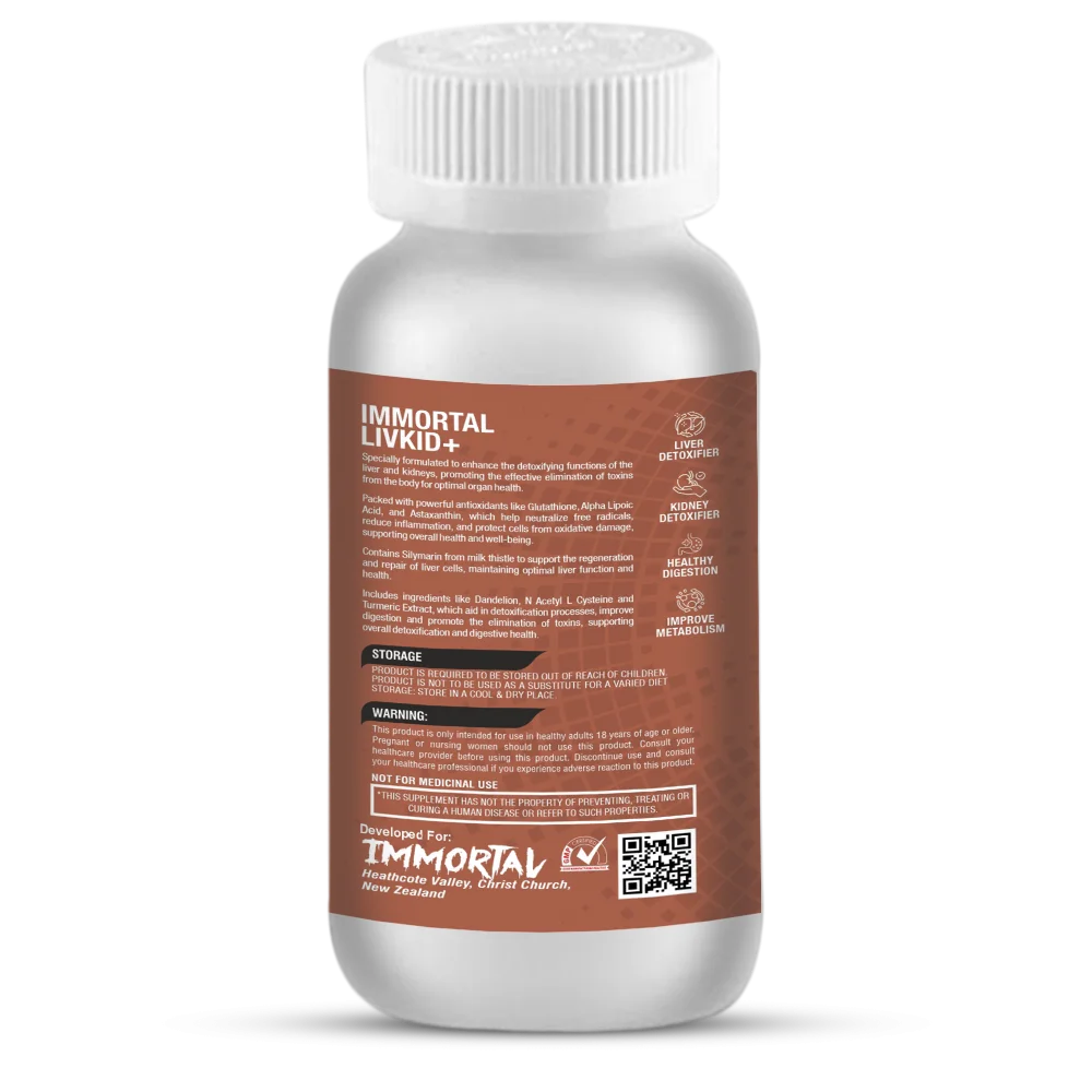 Immortal Livkid+ 60 Tablets- Liver & Kidney Support - Image 3