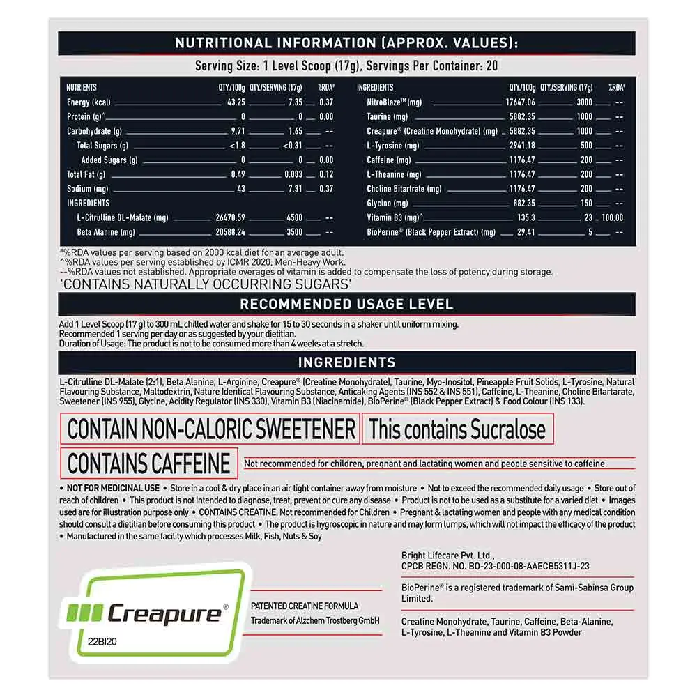 MuscleBlaze Pre Workout WrathX - 20 Servings - Image 2