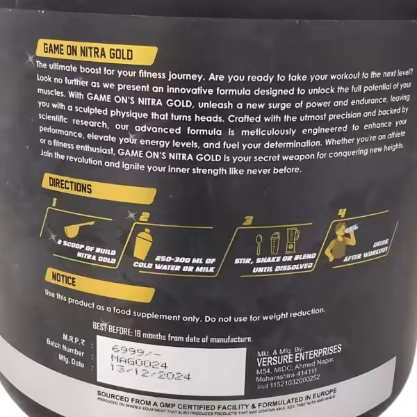 Game on Performance Nitra Gold Whey Protein