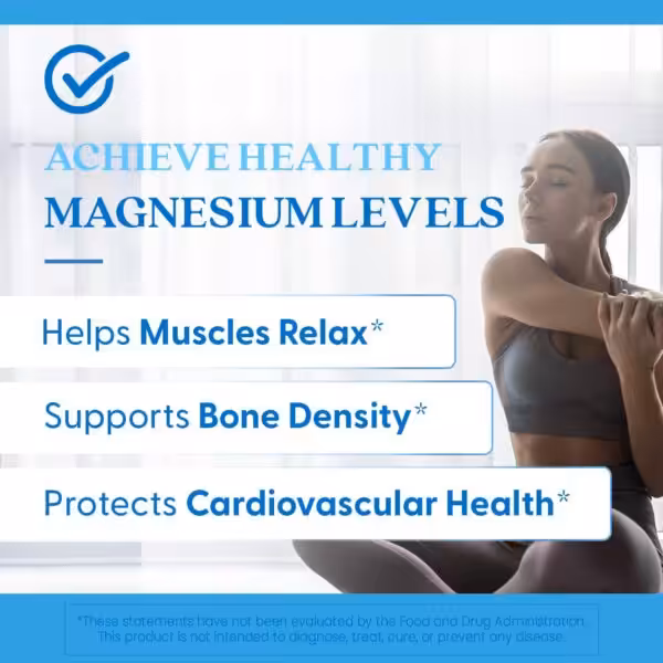 Achieve healthy magnesium levels: helps muscles relax, supports bone density, and protects cardiovascular health