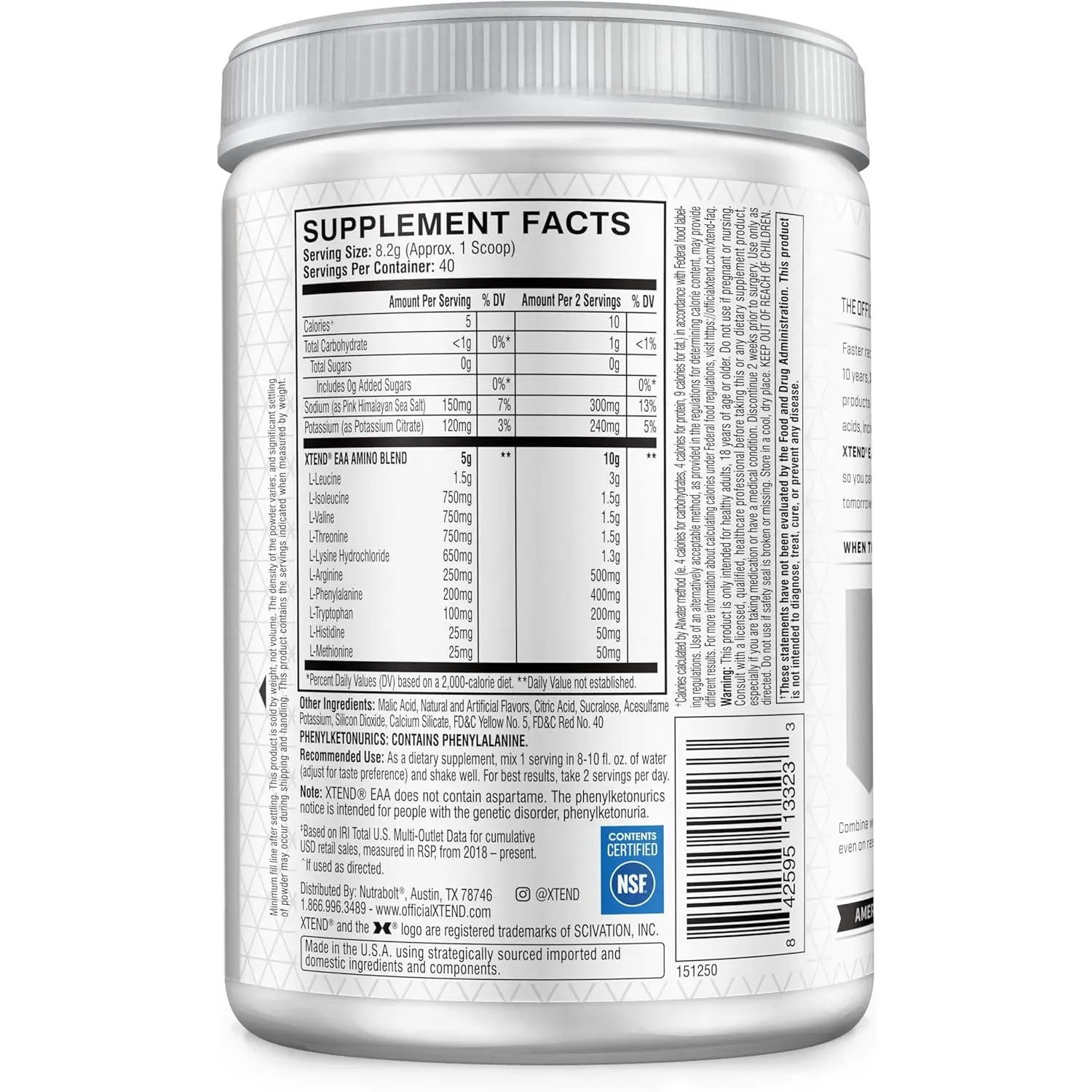 Scivation Xtend EAA Essential Amino Acids + Muscle Recovery & Growth (40 Servings) - Image 8