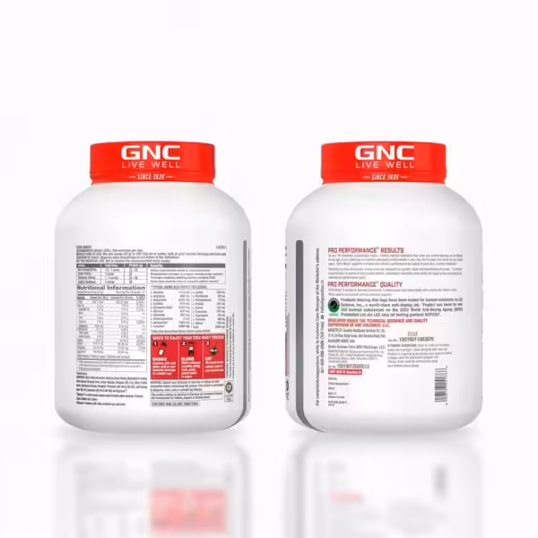Nutritional facts, amino acid profile, and usage instructions for GNC Pro Performance 100% Whey Protein