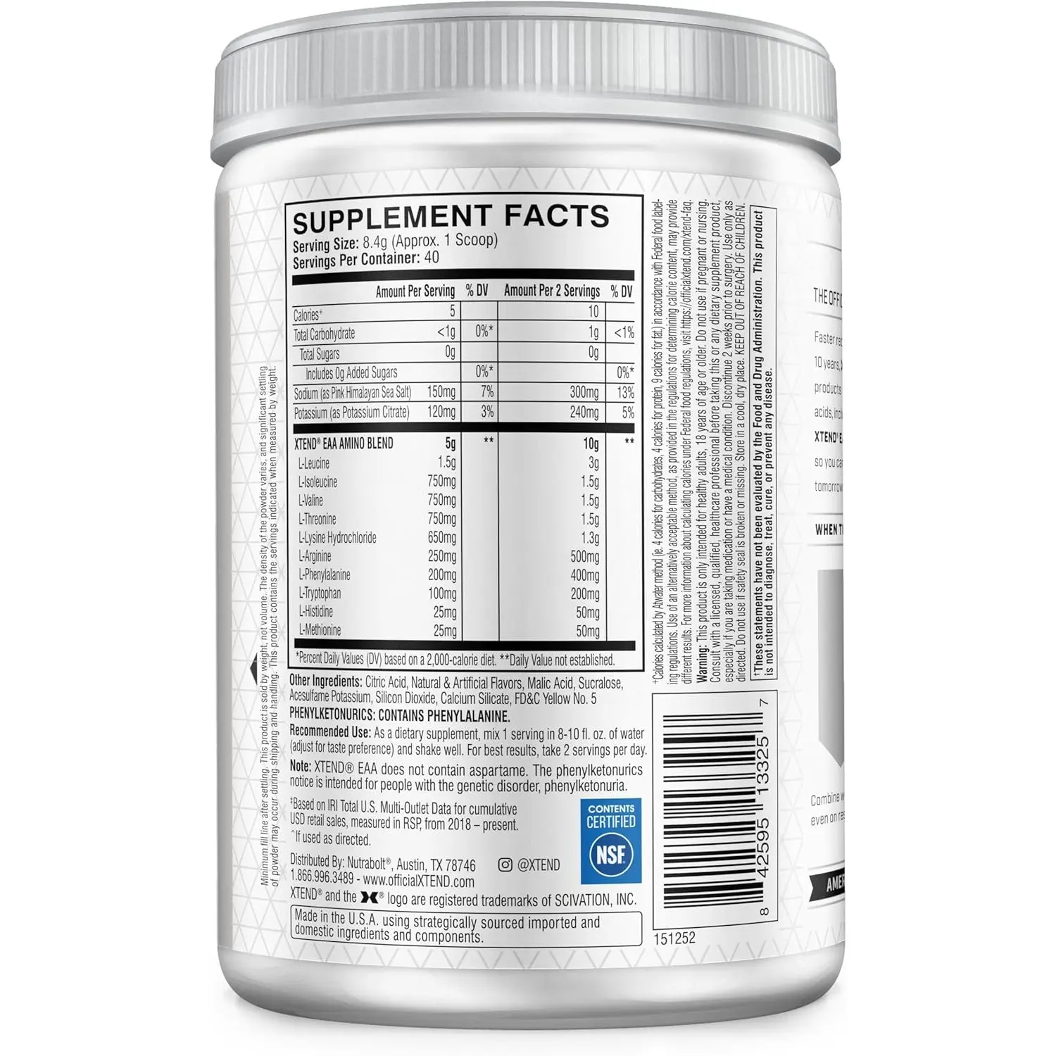 Scivation Xtend EAA Essential Amino Acids + Muscle Recovery & Growth (40 Servings) - Image 9