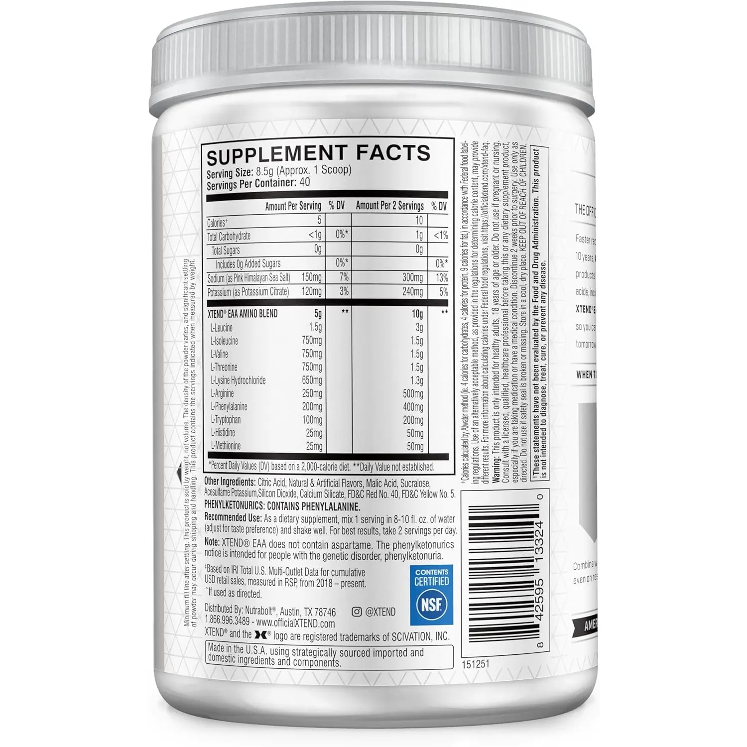 Scivation Xtend EAA Essential Amino Acids + Muscle Recovery & Growth (40 Servings) - Image 10
