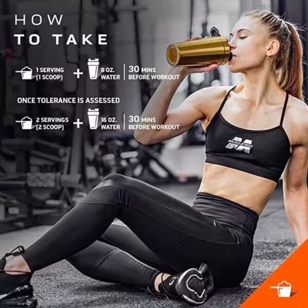 How to take: 1 scoop with 8 oz water 30 mins before workout. Once tolerance is assessed, 2 scoops with 16 oz water