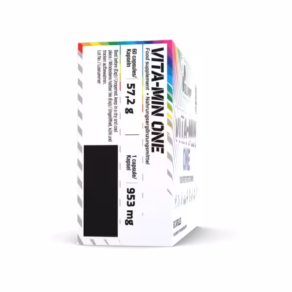 Olimp Sport Nutrition Vita-Min One food supplement box, 60 capsules, 57.2g total weight, 953mg per capsule