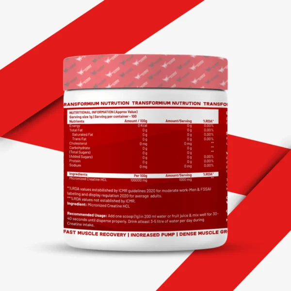 Transformium Nutrition Crea4M HCL (Creatine Hcl)