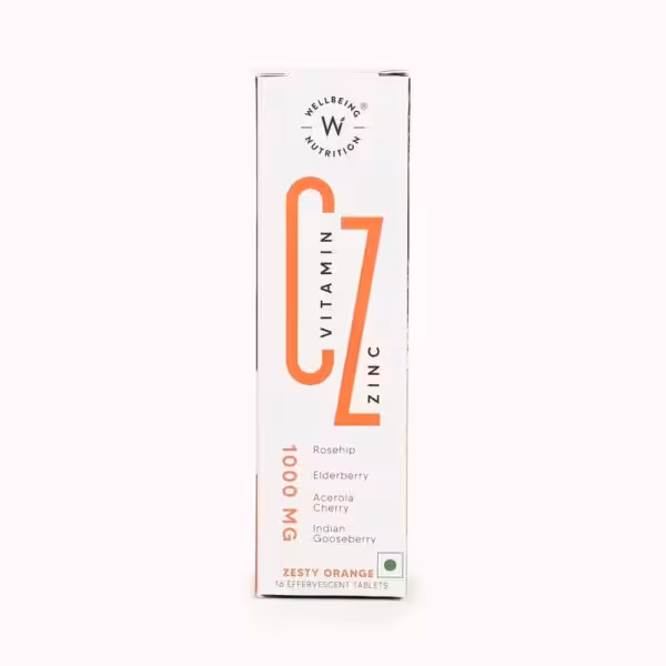 Wellbeing Nutrition Vitamin C + Zinc 1000 MG, Zesty Orange, 16 Effervescent Tablets