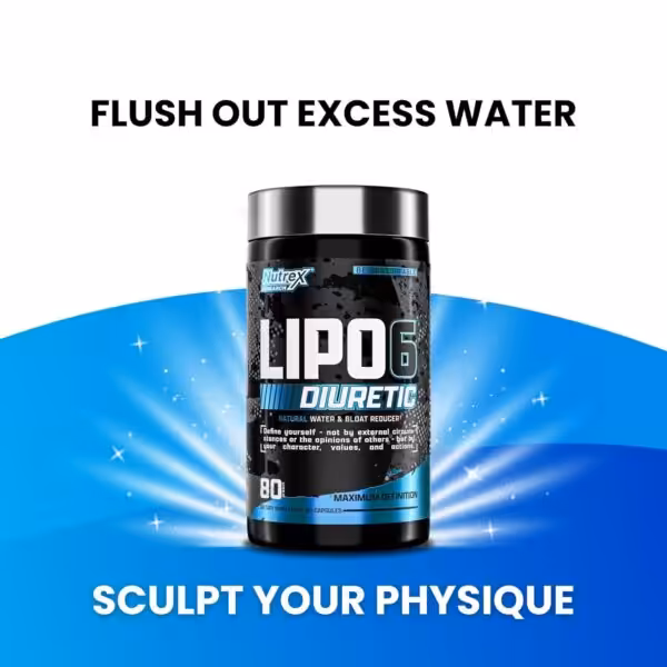 Nutrex Research Lipo-6 Diuretic natural water and bloat reducer. Flush out excess water, sculpt your physique