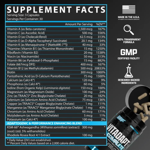 Nutrex Research, Vitadapt Complete Multivitamin, 90 Capsules - Image 2