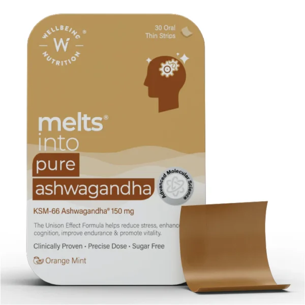 Wellbeing Nutrition Melts® Pure Ashwagandha Strips, Orange Mint flavour