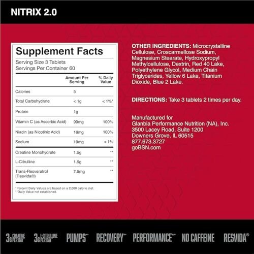 BSN Nitrix Concentrate, 180 Tablets - Image 4