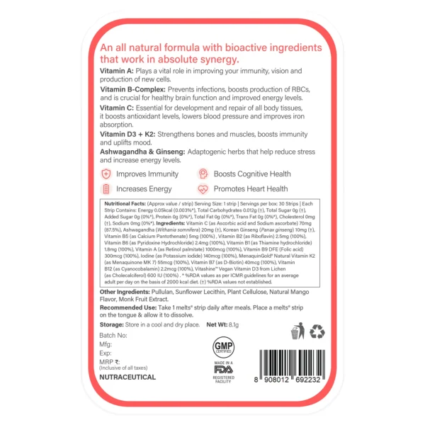 Wellbeing Nutrition Melts® Multivitamin Oral Strips, Divine Alphonso Mango Flavor