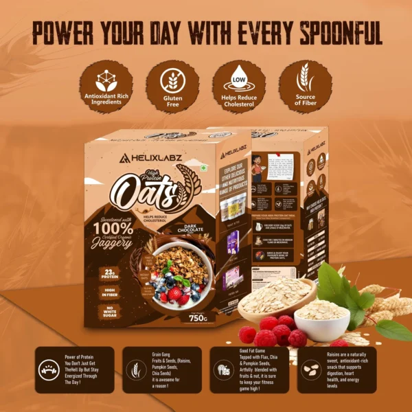 Helix High Protein Oats – Dark Chocolate 750g