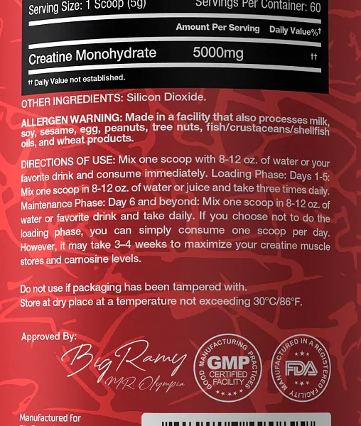Big Ramy Labs Red Rex Creatine, Unflavored, 300 Gm
